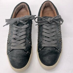 FRYE Embellished Ivy Deco Leather Sneaker. Size 8.5M US- Color Black
